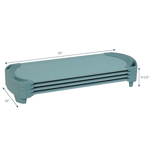 Children’s Factory SpaceLine Cot, Teal Green (Set of 4) – Standard Size 55” by 22” by 5” Standard (Pack of 4) (AFB5735AGN)