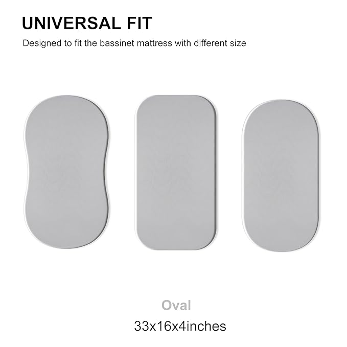 TILLYOU Baby Bassinet Sheets for Girls Boys, Fit for Hourglass Oval Rectangle Bassinet Mattress Sheets, 33”X16”, 2 Pack Rainforest Elephant & Grey