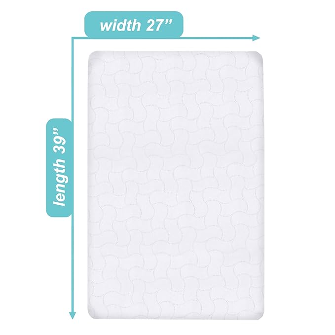 American Baby Company 2 Pack Waterproof Fitted Pack and Play Mattress Protector 39" x 27" - Quilted, Noiseless, Soft & Breathable Playpen and Pack n Play Mattress Cover