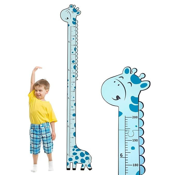 Wooden Growth Chart for Kids,Giraffe Height Chart for Boy Girls,Measuring Board for Kids Height,for Child's Room,Nursery Decor Decoration Wall Art (Blue Giraffe)