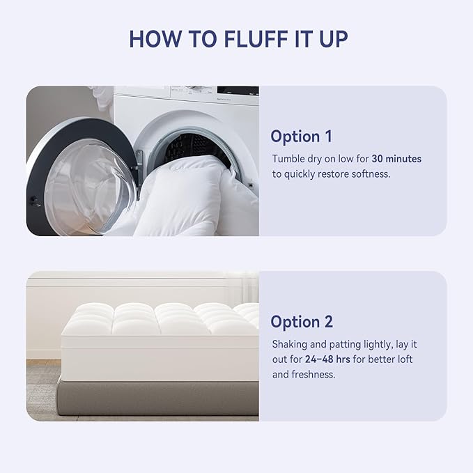 ELEMUSE Cal King Mattress Topper for Back Pain, Extra Thick Mattress Pad Cover, Plush Soft Pillowtop with Elastic Deep Pocket, Overfilled Down Alternative Filling