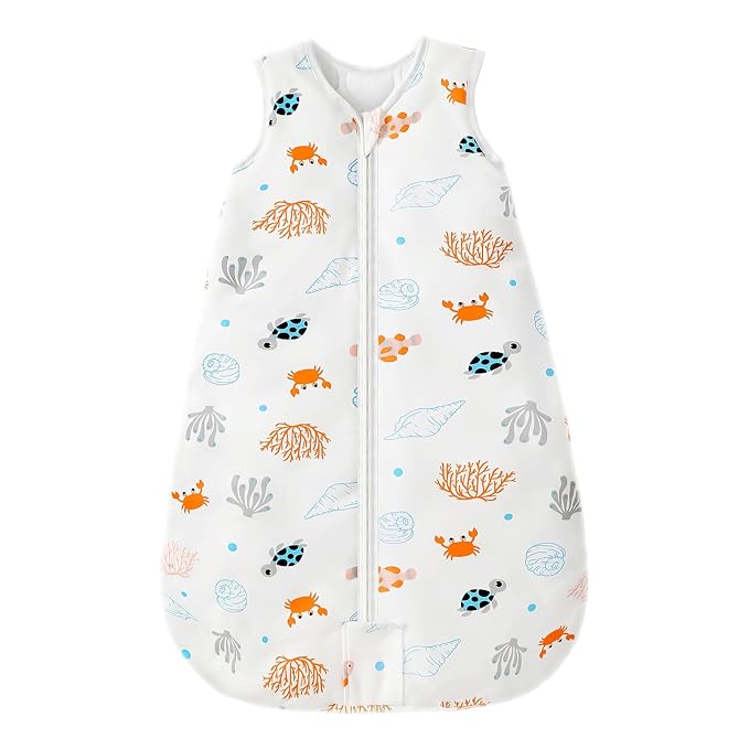 Mosebears Sleep Sack Baby Winter Wearable Blanket with 2-Way Zipper,2.5 TOG Cotton Sleep Sack Unisex (Ocean Animal, 6-12 Months)