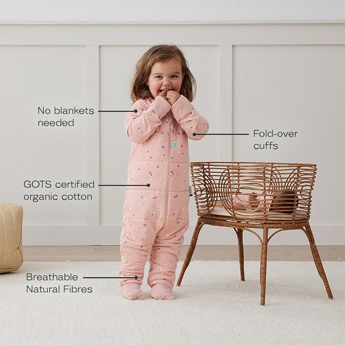 ergoPouch Sleep Onesie 2.5 TOG – Warm Baby Romper & Sleep Layer with Full-Zip, Guarding Against Blankets, Breathable & Movement-Friendly, Ideal for Transitional Sleeping (2-3 Years, Daisies)