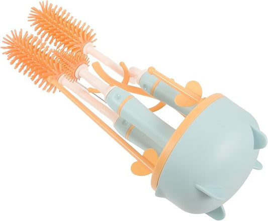 YARNOW Practical Bottle Cleaning Brush Kit with Stand for Milk Bottles Multifunctional Straw and Nipple Brushes Lightweight Portable Feeding Essentials for Newborns and Travel