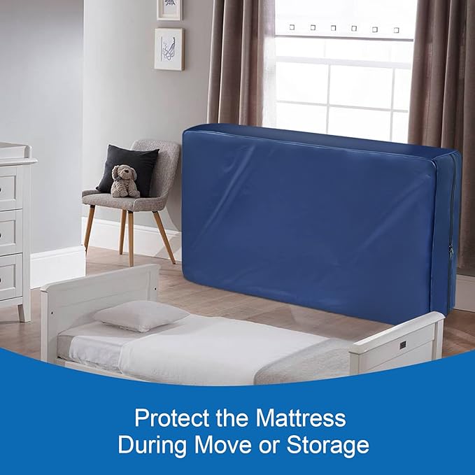 Coldwind Crib Mattress Bag Waterproof Heavy Duty Moving Bag with Strong Zipper Reusable Crib Mattress Cover for Moving, 2 Pack, Navy