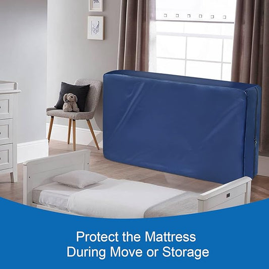 Coldwind Crib Mattress Bag Waterproof Heavy Duty Moving Bag with Strong Zipper Reusable Crib Mattress Cover for Moving, 2 Pack, Navy