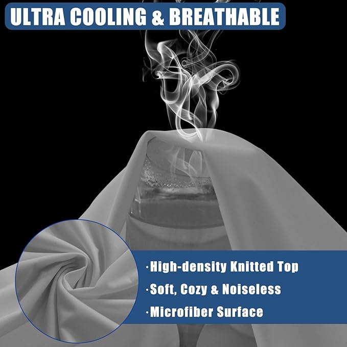 Waterproof Mattress Protector Full Size, Breathable Mattress Cover, Fitted Deep Pocket Mattress Pad Cover Stretches up to 21 Inches, Soft Noiseless Bed Cover