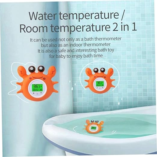Digital Baby Bath Thermometer Baby Safety, Room Thermometer with LED Display Temperature Warning, Infant Bath Toys Floating Toy