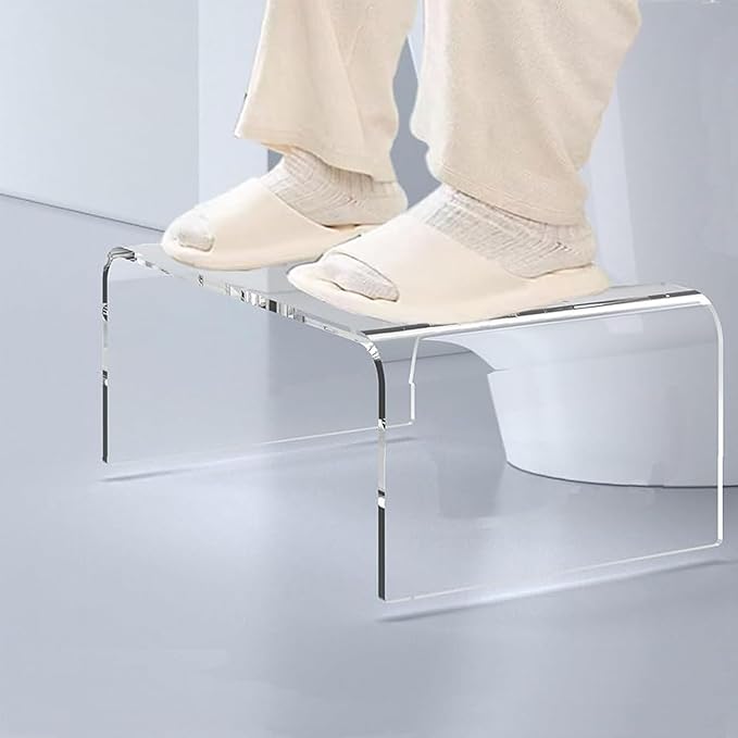 Acrylic Toilet Stool Squat Set of 2, Squatting Toilet Stool for Adults Kids,Modern Design Pooping Stool, Easily Blend into Any Bathroom (Clear-2PCS)