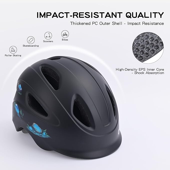 Kids Bike Helmet, OnBros Kid Bicycle Helmet for Girls and Boys with Light Lightweight Kids Helmets Certified Toddler Helmets for Kids 3-5-8-10 Age (46-50-55 cm)