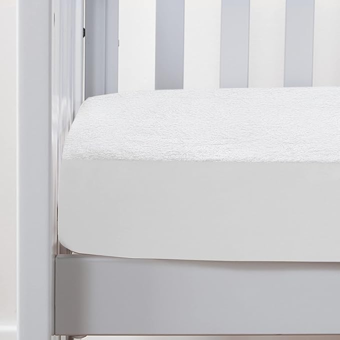Moonsea Crib Mattress Protector Waterproof,Mattress Cover Protector, Smooth Top Mattress Protector for Kids, Breathable Skin Friendly and Noiseless Fitted Sheet,Viscose Terry Top,1 Pack