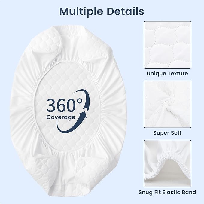 david's kids 2 Pack 38''x25'' Waterproof Mini Crib Mattress Protector, Fitted Pack N Play, Playard and Mini Crib Mattresses, Ultra Soft Breathable Pad Cover for Boys Girls Neutral, White