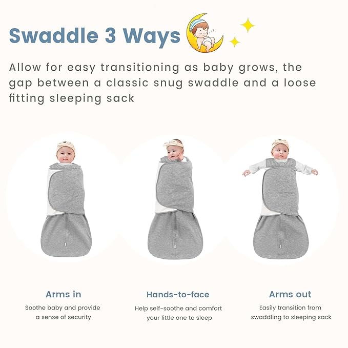 ZIGJOY Sleep Sack Swaddle 1.0 TOG Baby Wearable Blanket 100% Cotton Baby Swaddle Blanket for Newborns 0-6 Months for Boy Girl, Grey