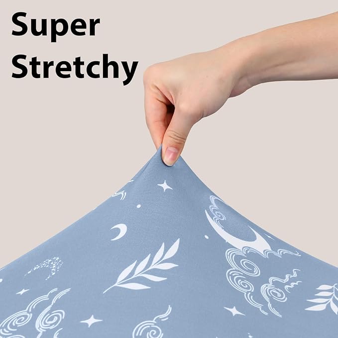 Baby Mini Crib Sheets Boy, Portable 38”x26” Pack and Play Sheets Fitted for Playard and Pack N Play Mattress, 3-Pack Soft Microfiber Blue Green Starry Sky