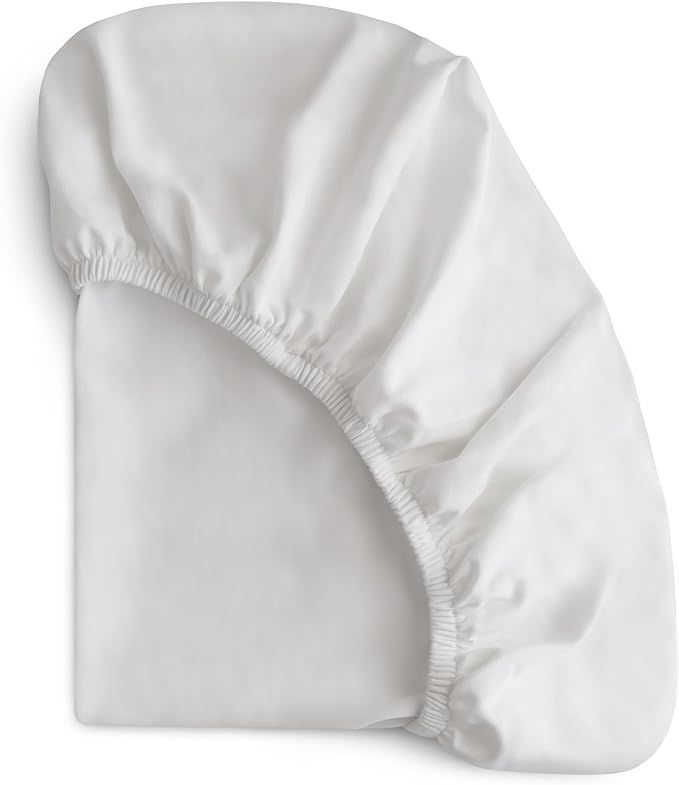 mushie Stretchy & Soft Crib Sheet | Fitted 28" x 52" (White)