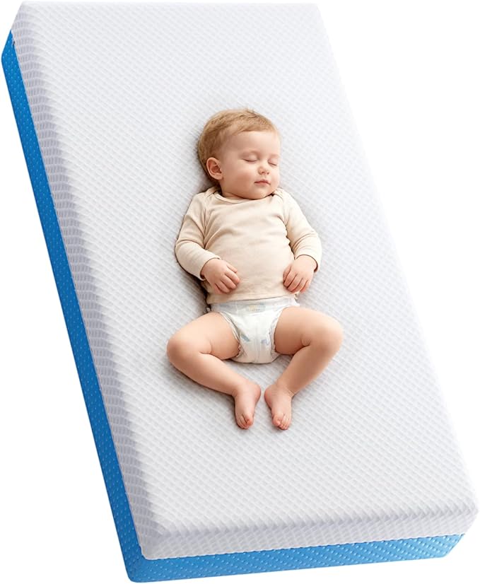 Dual-Sided Crib Mattress – Gel Memory Foam Infant & Toddler Mattress, Breathable Hypoallergenic Removable Cover, Fits Standard Cribs 52"x27.5"x5''