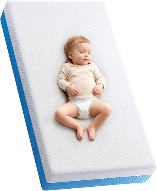 Dual-Sided Crib Mattress – Gel Memory Foam Infant & Toddler Mattress, Breathable Hypoallergenic Removable Cover, Fits Standard Cribs 52"x27.5"x5''