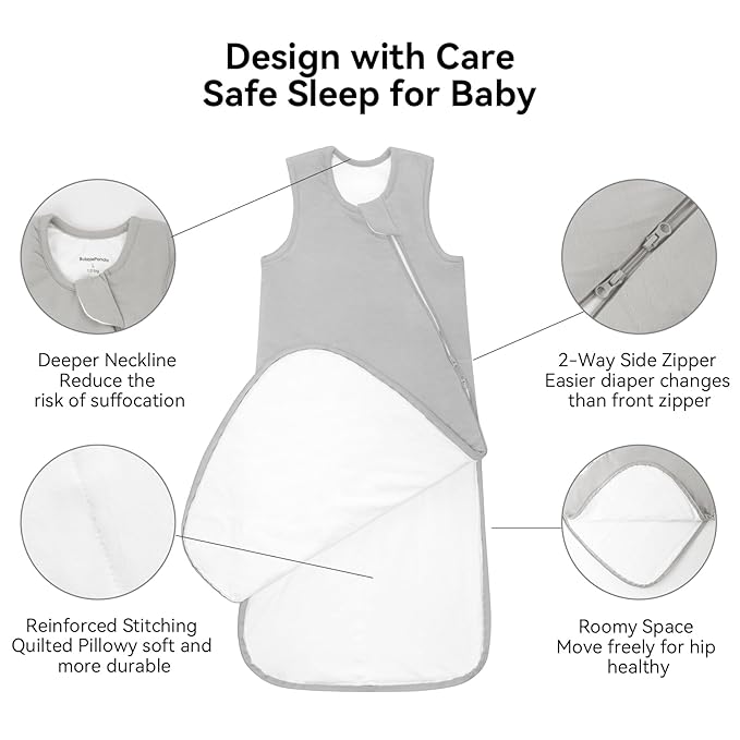 BubblePanda Rayon Made from Bamboo Sleep Sack 2t-3t 1.0 Tog Soft Toddler Sleeping Sack 24-36 Months for Babies 2-Way Zipper Baby Wearable Blanket