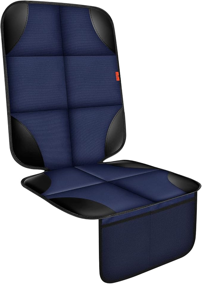 Car Seat Protector 1 Pack Car Seat Cushion Mat Thickest Padding,Waterproof 600D Fabric Car Seat Covers for Non-Slip Backing Mesh Pockets for Baby and Pet (Blue, 1 Pc)