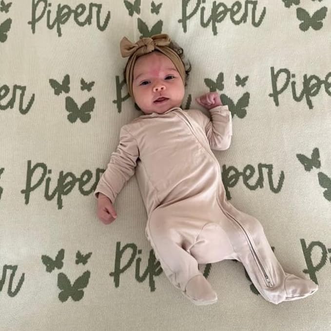 Personalized Tiled Icon Blanket – 100% Organic Cotton Customized Baby Blanket, Custom Name, Bassinet 30x40, Gift for Baby Shower, Birthday Present, Girls and Boys, Toddlers Kids, Made In America