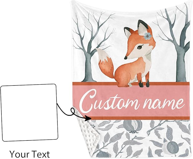 Orange Fox Theme Personalized Crib Bedding Set - 2 Piece Custom Name Crib Set with Blanket and Crib Sheet for Infant, Crib Set for Newborns Infant, Comfort and Soft