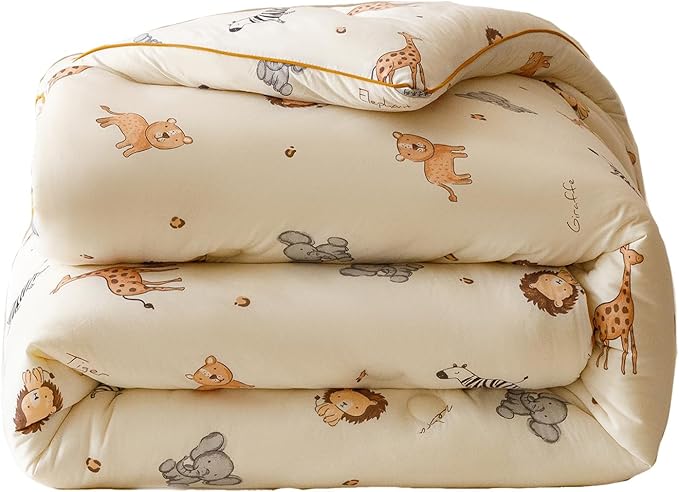 2PCS Toddler Bedding Set, Ultra Soft Marshmallow Fluffy Comforter Bed Sets for Kids Boys Girls Infant, Cute Microfiber Lightweight Machine Washable All Seasons Bedroom (Wildlife Park)