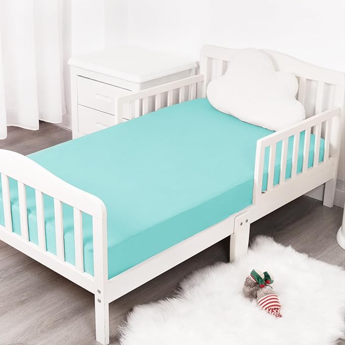 Stretchy Crib Sheets for Boys or Girls, 2 Pack Baby Crib Sheets Fitted for Standard Crib and Toddler Mattress 52" x 28", Soft and Breathable Fitted Crib Sheet Neutral, Aqua Blue