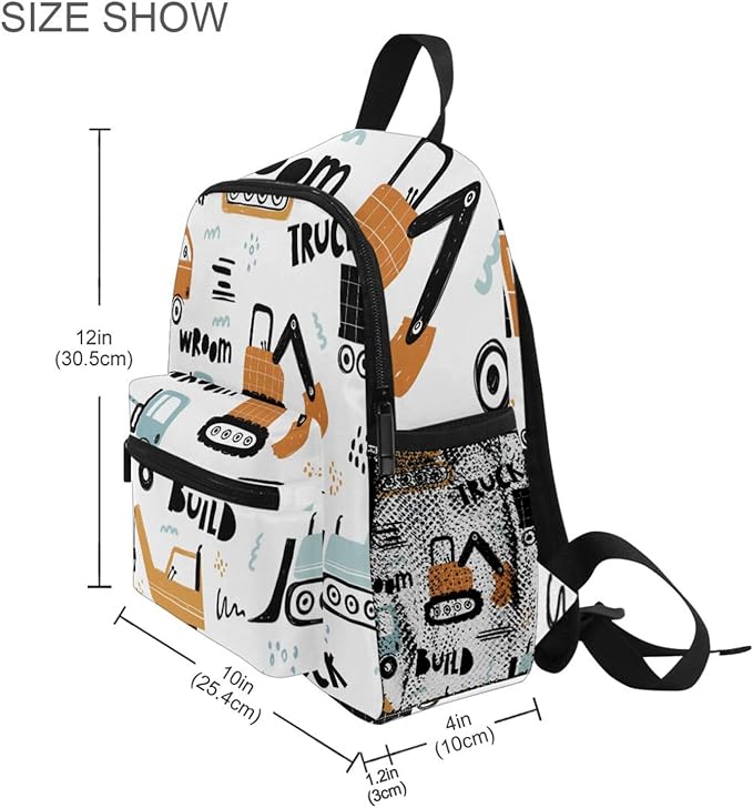 ALAZA Cute Toddler Backpack Funny Construction Transport Cars Backpack for Boys Girls Kindergarten Backpack Toddlers Daycare Bag Preschool Backpack