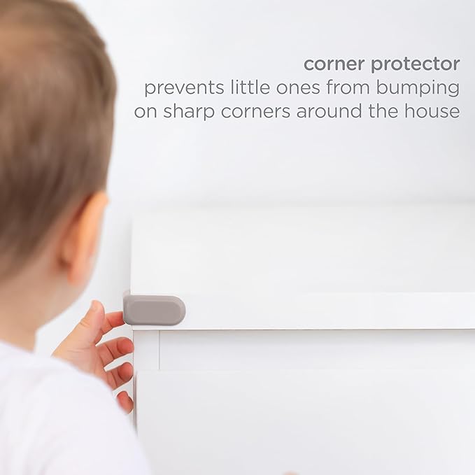 Ubbi Corner Protectors, Furniture Corner Guards for Baby and Toddlers, Baby Proof Covers, Baby Safety, Taupe, 16 Piece Set (Pack of 2)