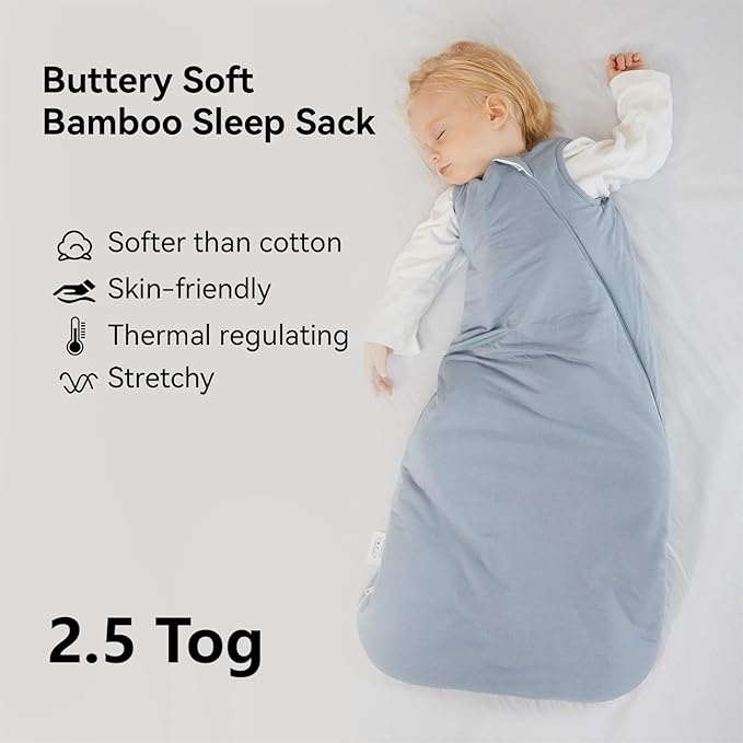 Rayon Made from Bamboo Sleep Sack 0-6 Months 2.5 Tog Winter Warm Ultra Soft Baby Wearable Blanket 0-3 Months Sleepsack 3-6 Months for Infant Newborn Babies Unisex Girl Boy 2-Way Zipper Quilted Thick