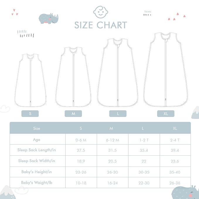 Baby Sleep Sack 6-12 Months Wearable Blanket for Babies 100% Organic Cotton 2-Way Zipper YKK 0.5 TOG Toddler Sleeping Sacks