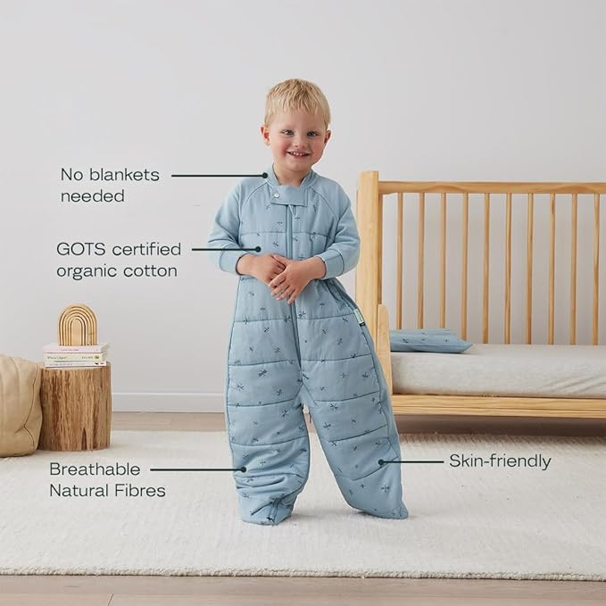 ergoPouch Sleep Suit Bag 3.5 TOG – Baby Sleep Sack & Wearable Blanket, 2-in-1 Convertible Sack to Suit with Legs for Safe Movement, Regulates Temperature Overnight, Unisex (4-6 Years, Dragonflies)