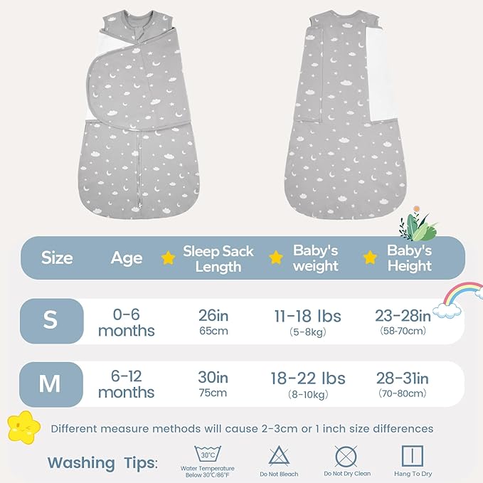 ZIGJOY Baby Swaddle Sleep Sack, 1.0 TOG Sleep Sack Swaddles for Newborns & infant 6-12 Months 100% Cotton Baby Wearable Blanket for Newborn Registry Essentials