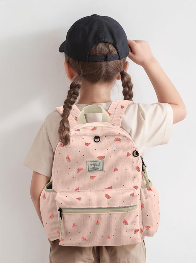 Corduroy Kids Backpack for Girls 6-10: Girls Backpacks for Elementary Kindergarten 15” H Fit Folder