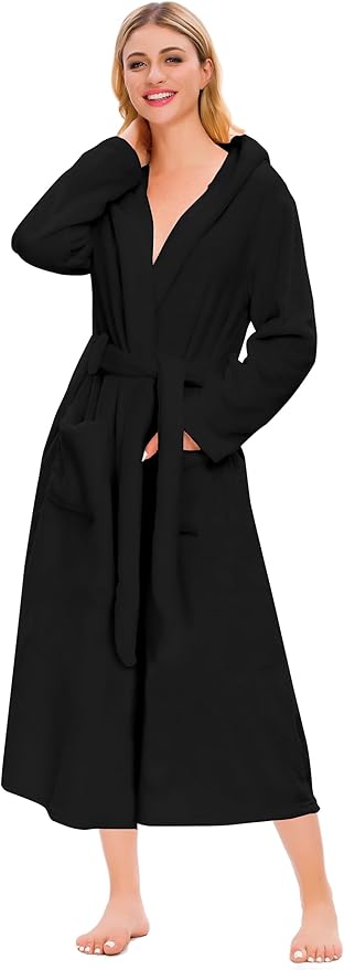 Umeyda Girls & Women Fleece Hooded Robes, Soft Fuzzy Bathrobe Warm Plush Fluffy Bath Robe for Kids Womens