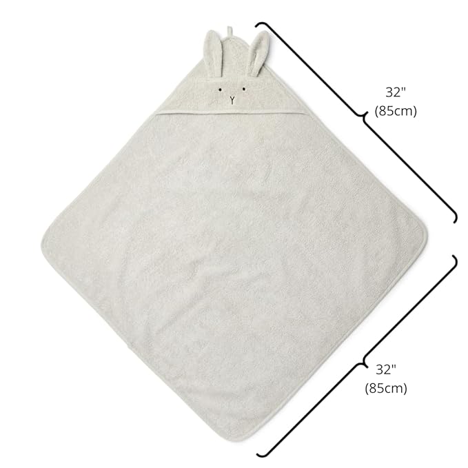 Baby Hooded Towel – Organic Cotton Baby Bath Towels, 32" x 32" Super-Soft and Absorbent Baby Towels for Newborn 2-Pack (Grey/Yellow)