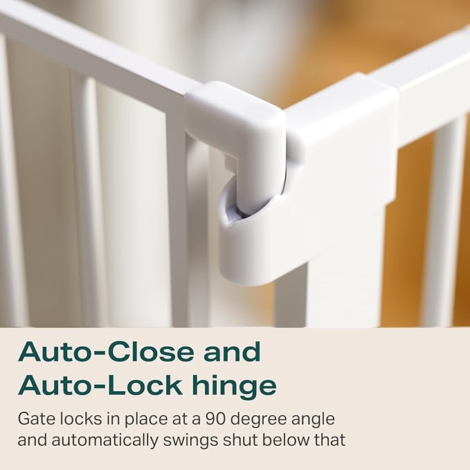 Cumbor 2 Pack 29.7-40.6"(Extensions Included) Baby Gate for Stairs, Mom's Choice Awards Winner-Auto Close Dog Gate for doorways, Pressure Mounted Pet Gate Indoor, Wide Safety Child Gate for Dog,White