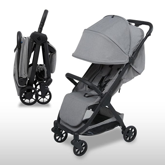 Pika Baby Stroller – Lightweight, Compact, Auto-Folding Design with Adjustable Footrest, UV Canopy, Mesh Window, and Travel Friendly – Perfect for Newborns to 55 lbs