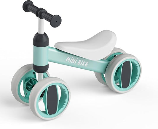 SIMATE Balance Bike Toys for 1 Year Old Boys Girls, 12-24 Month Toddler Ride on Toys, 4 Silent Wheels & Soft Seat, First Birthday Gifts for Baby Girls Boys
