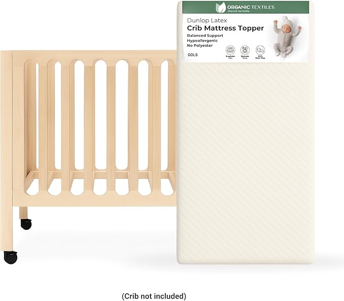 ORGANIC TEXTILES Organic Baby Mattress Topper with Tencel Cover - GOLS/GOTS Certified - Breathable, Hypoallergenic, 2" Mini Sleeper (31"x18")