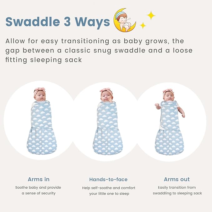ZIGJOY Baby Swaddle Sleep Sack, 1.0 TOG Sleep Sack Swaddles for Newborns & infant 0-6 Months 100% Cotton Baby Wearable Blanket for Newborn Registry Essentials
