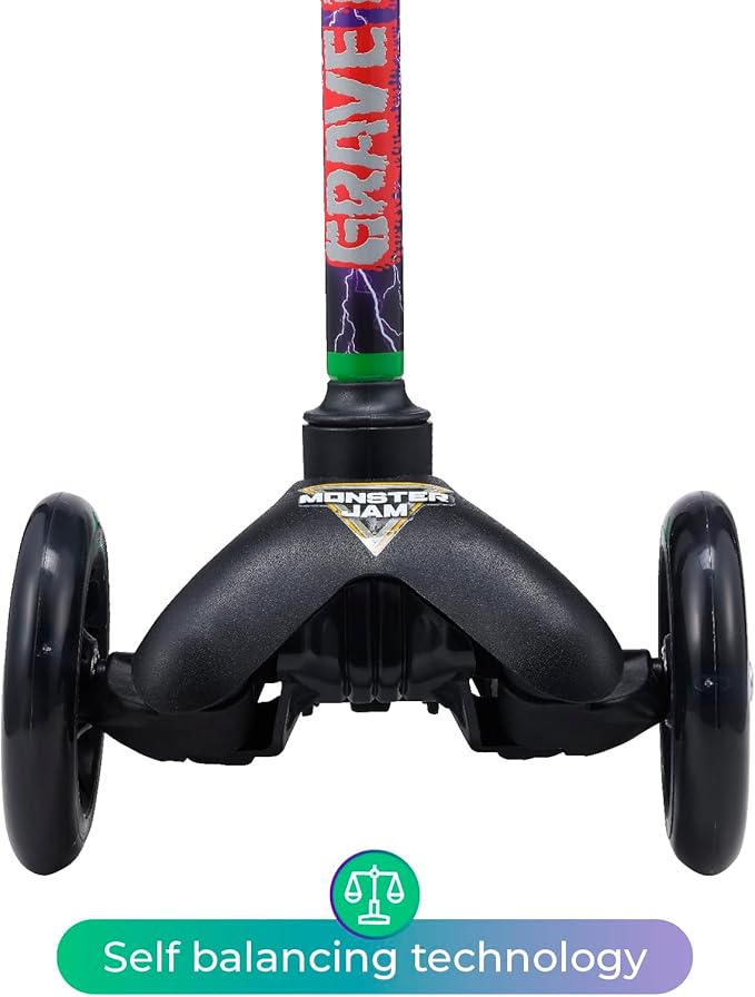 Self Balancing Kick Scooter with Light Up Wheels, Extra Wide Deck, 3 Wheel Platform, Foot Activated Brake, 75 lbs Limit, Kids & Toddlers Girls or Boys, for Ages 3 and Up