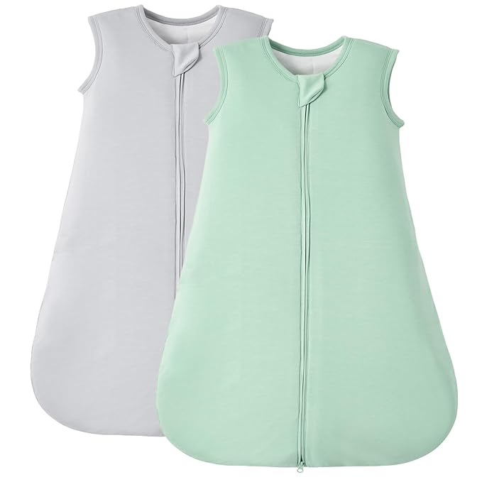 Duomiaomiao 2 Pack Buttery Soft Rayon Made from Bamboo Baby Sleep Sack 18-36 Months 1.0 TOG, Premium Baby Sleeping Bag 2-Way Zipper for Babies