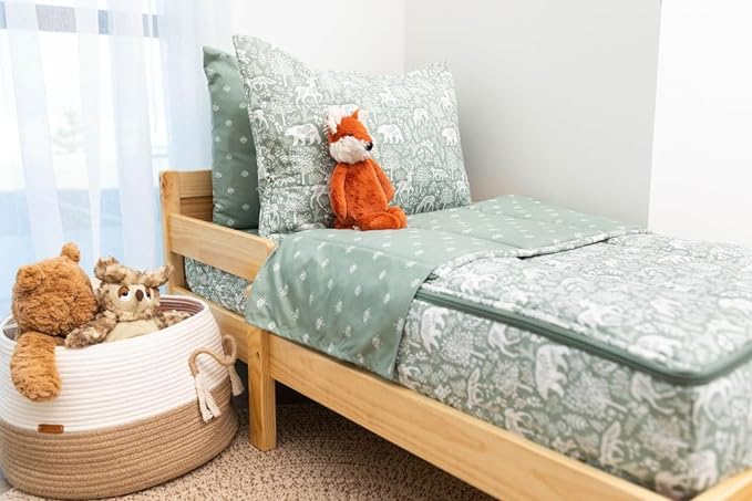 Beddy's Fantasy Woodland Girls Durable Zipper Bedding for Kids, Bed in a Bag, Green Sheets & Comforter with Animal & Woods Design, Includes Pillowcase & Pillow Sham Easy to Make & Wash