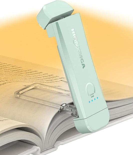 HIONXMGA Book Reading Light,Silent Touch Books Lamp for Reading in Bed,Rechargeable Clip on Booklight with 3 Amber Colors & 7 LEDs Precise Dimming for Eye Caring Night Reading,Book Lovers,Kids,Mint