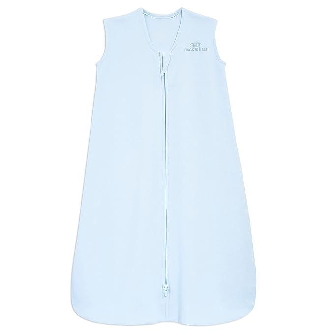 HALO SleepSack, 100% Cotton Wearable Blanket, Swaddle Transition Sleeping Bag, TOG 0.5, Baby Blue, Small, 0-6 Months