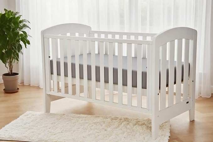 American Baby Company 2 Pack Fitted Crib Sheets 52" x 28" - Ultra Soft Microfiber Crib and Toddler Bed Sheets, White/Gray, Neutral for Boys & Girls