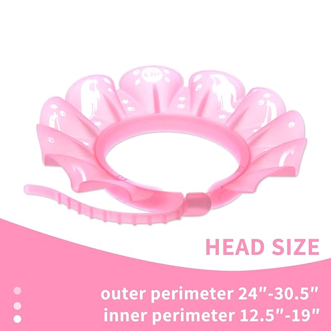 kair Baby Kids Shower Cap Soft Adjustable Silicone Toddler Bath Visor Children Hair Washing Hat Keep Kids Shield Water Out of Eyes & Ears (Pink, Head Size 12.5"-19" Less Than 24 Months)