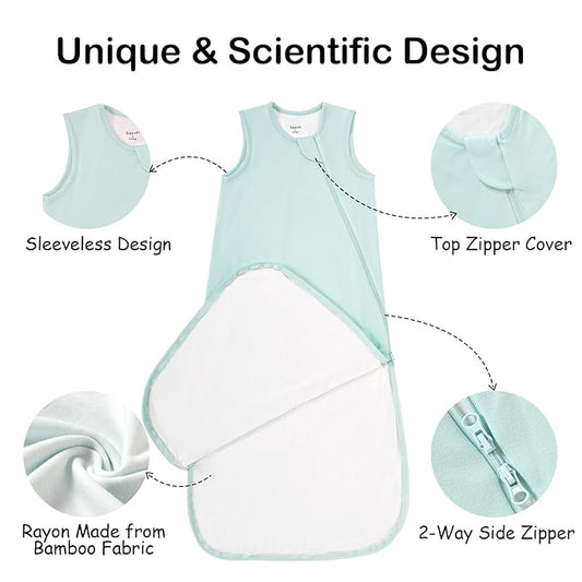 Supersoft Rayon Made from Bamboo Sleep Sack 24-36 Months 0.5 TogToddler Sleep Sack 2t Baby Wearable Blanket 3t with 2-Way Zipper Summer Unisex Sleeping Bag for Babies (2 Pack) Green & Gray