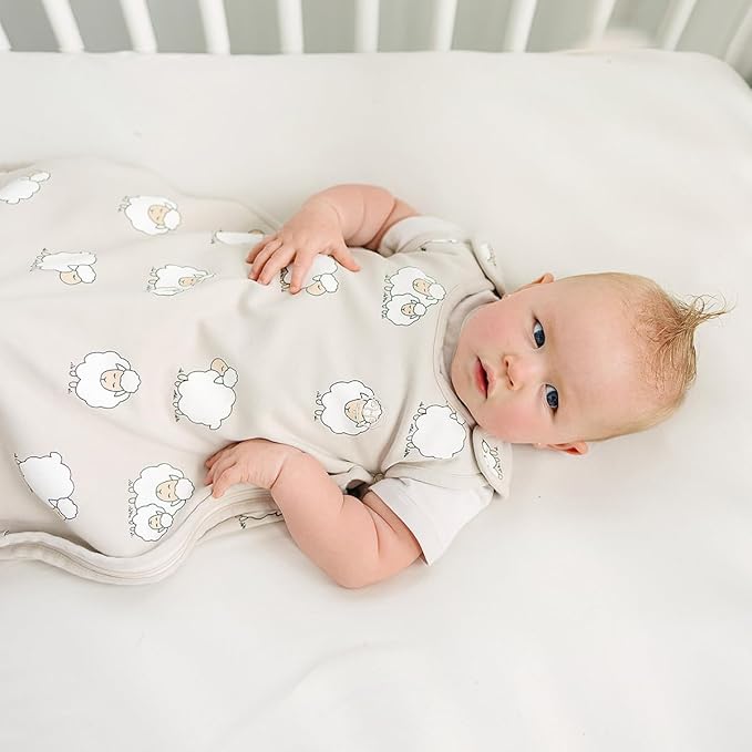 Woolino 4 Season Sleep Sack - Ultimate Merino Wool and Organic Cotton Sleeping Bag - Two-Way Zipper Adjustable Universal Size Sleep Sack for Baby (2-24 Months) - Sheep